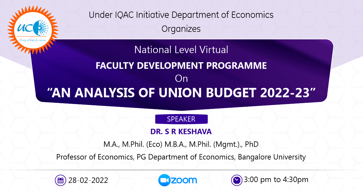 National Level Faculty Development Program on – “An Analysis of Union Budget 2022-23”