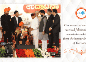 Our respected chairman has received felicitation for his remarkable achievements from the honourable governor of Karnataka.