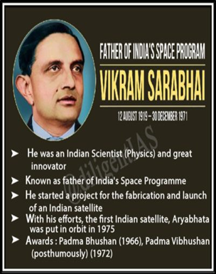 VIKRAM SARABHAI’S LEGACY AND CONTRIBUTIONS - UPSC