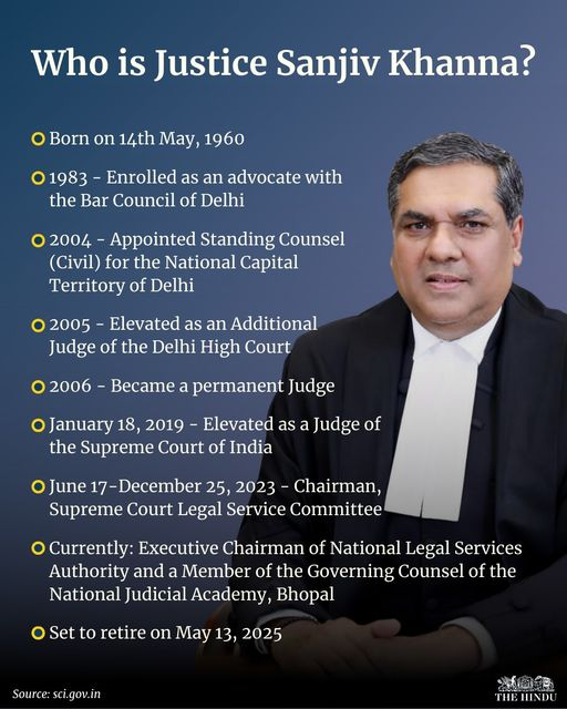 Justice Sanjiv Khanna New Chief Justice of India