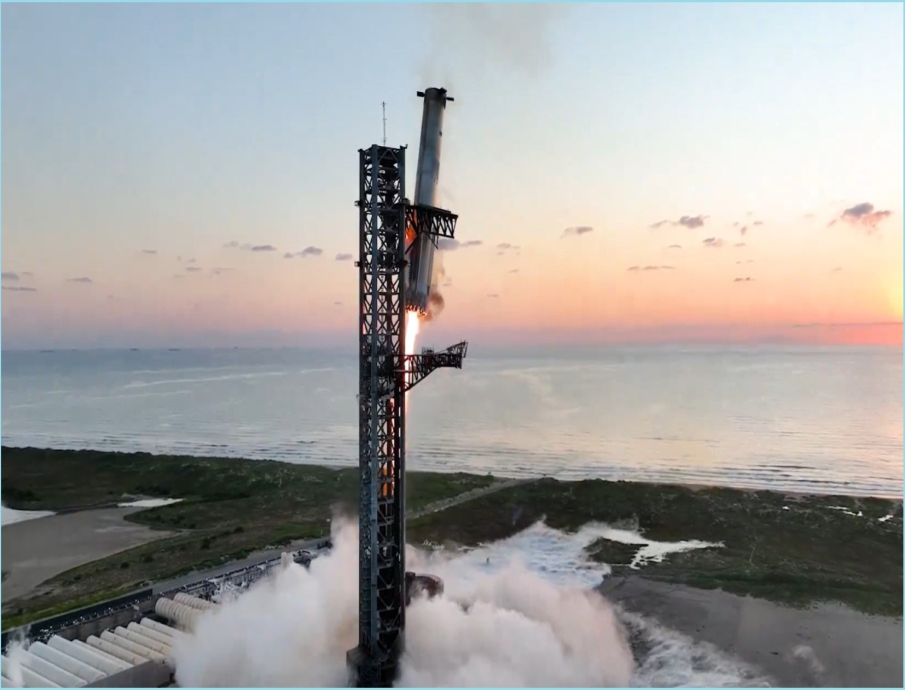 SpaceX's Robotic Arms Catch Starship Booster Mid-Air