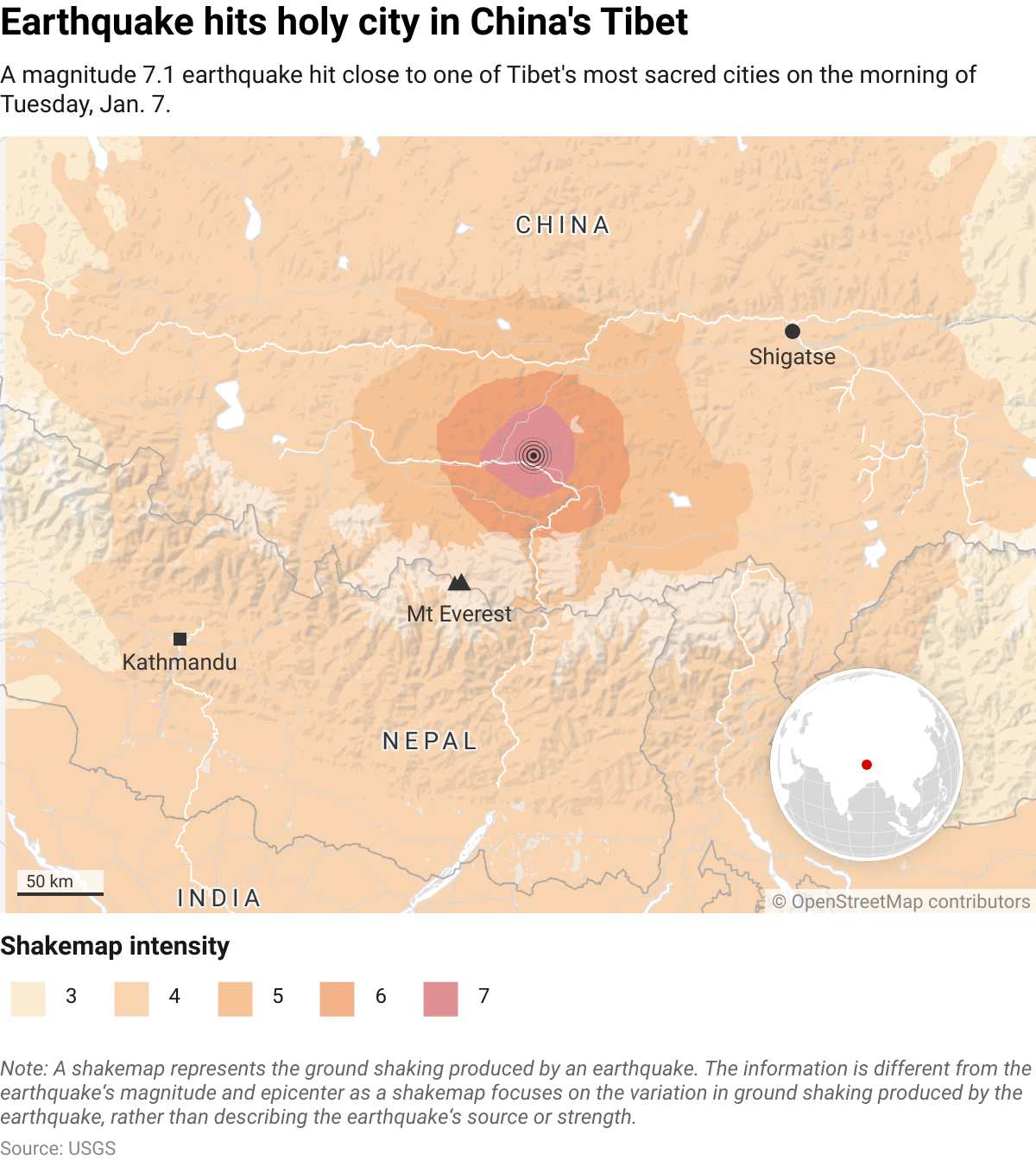 7.1 Earthquake in Tibet: Location and Impact