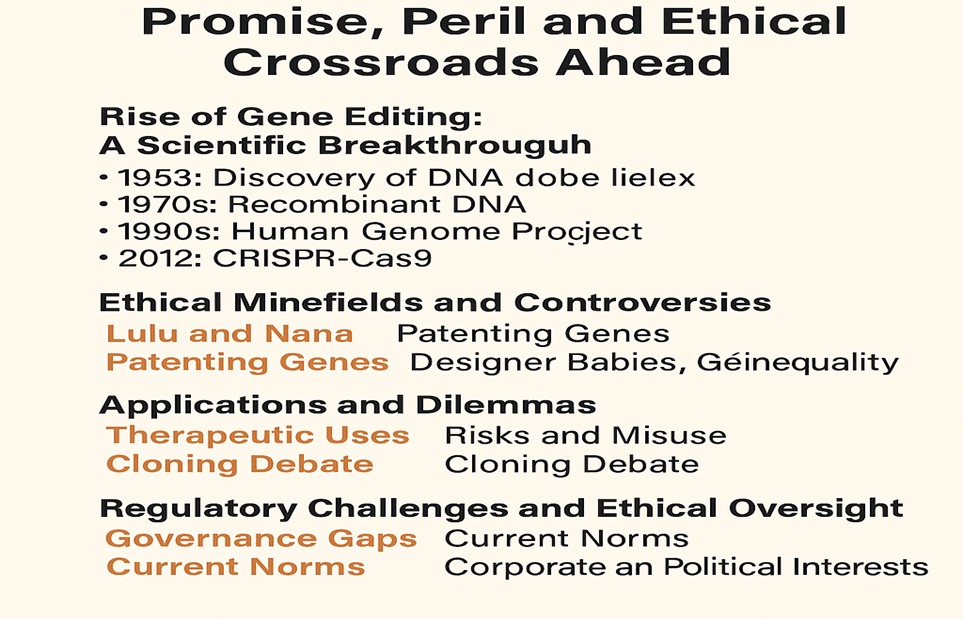 Gene Editing: Promise, Peril and Ethical Crossroads Ahead