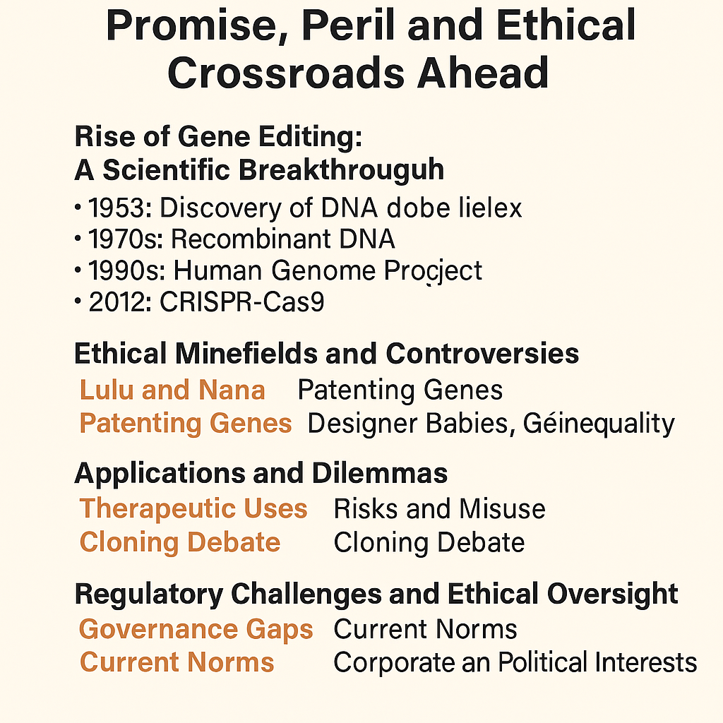 Gene Editing: Promise, Peril and Ethical Crossroads Ahead
