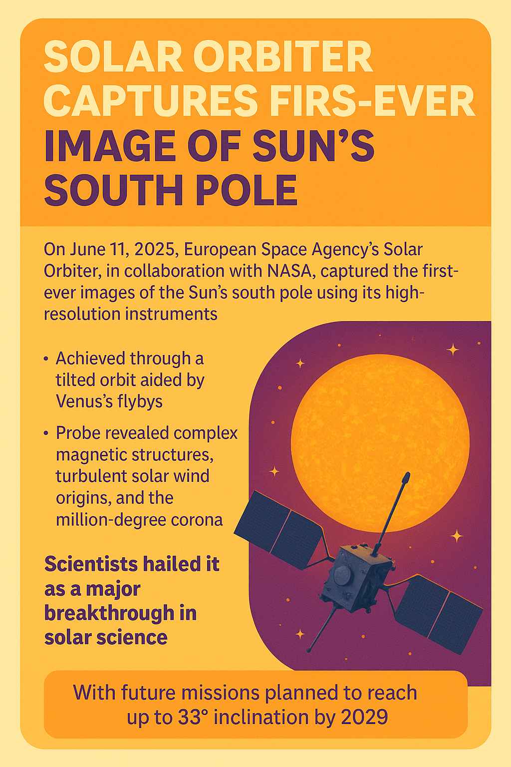 Solar Orbiter Makes History: First-Ever Images of the Sun's Mysterious South Pole Revealed