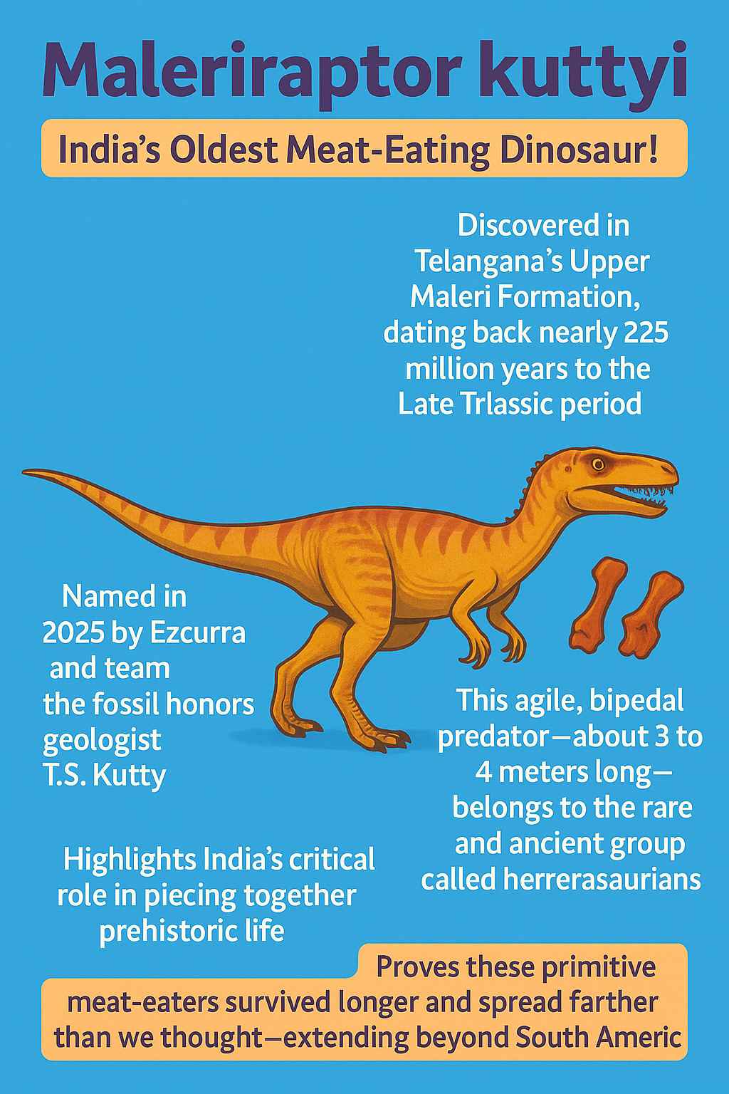 Maleriraptor kuttyi: India's Oldest Carnivorous Dinosaur